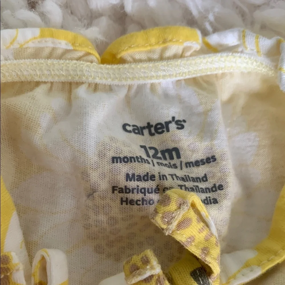 Carter's 12 M Girls Yellow and White Jumpsuit with Sunflower 🌻 Print